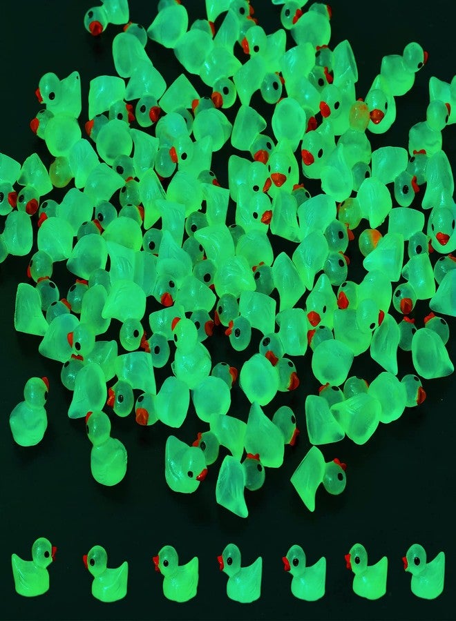 KINBOM 100pcs Mini Luminous Resin Ducks for Crafts, Tiny Ducks Miniature Figures for Aquarium Garden Landscape Dollhouse Ornament Small Potted Decorations DIY - Image 1