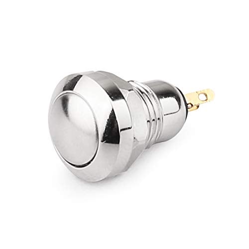 Clyxgs Metal Momentary Push Button Switch Waterproof Silver Point 8mm Mini Micro Round DC36V/2A Self-Reset for Power Start Doorbell, Golden Foot, 5PCS - Image 3