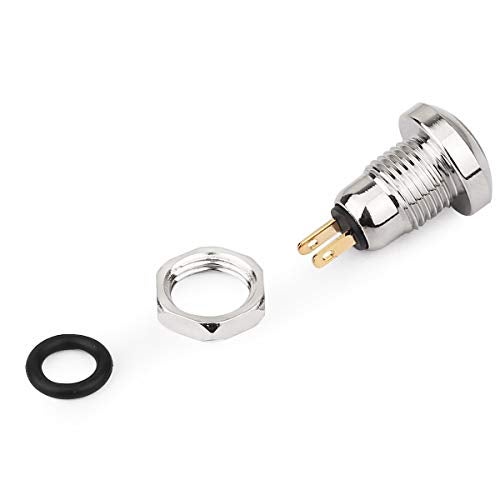 Clyxgs Metal Momentary Push Button Switch Waterproof Silver Point 8mm Mini Micro Round DC36V/2A Self-Reset for Power Start Doorbell, Golden Foot, 5PCS - Image 5