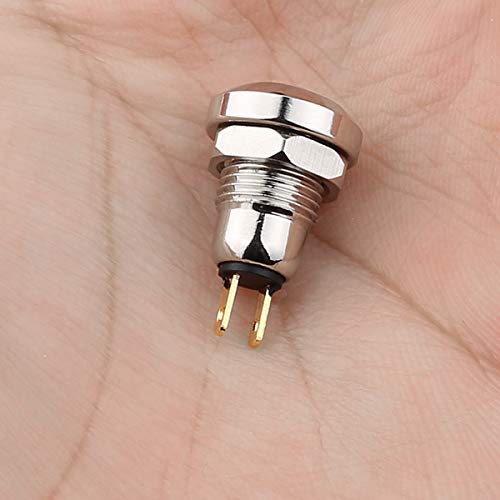 Clyxgs Metal Momentary Push Button Switch Waterproof Silver Point 8mm Mini Micro Round DC36V/2A Self-Reset for Power Start Doorbell, Golden Foot, 5PCS - Image 4