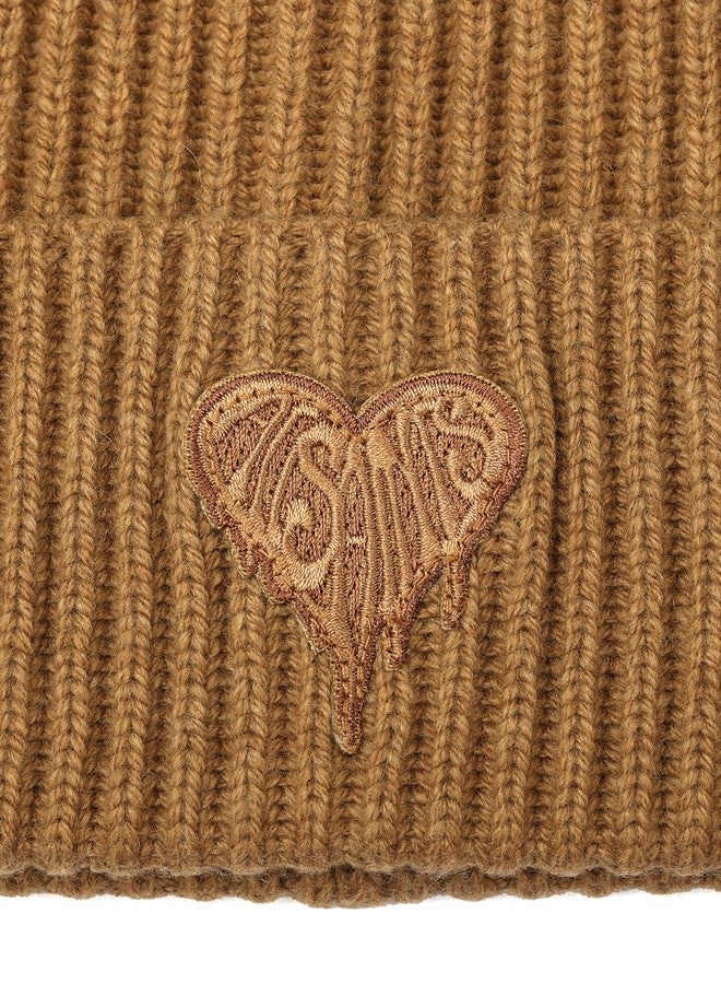 Allsaints Women's Heart Logo Beanie, 100% Wool Blend, Warm & Cozy Winter Knit Hat for Cold Weather - Image 4