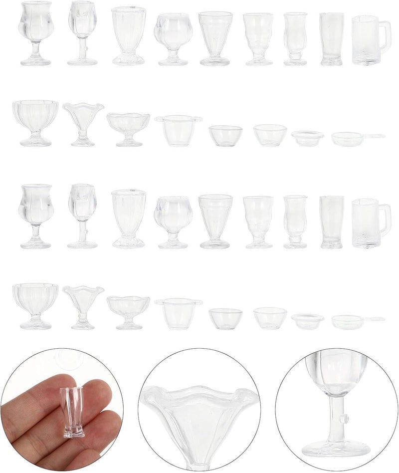 Vaguelly 34pcs Candy Model Miniature Wine Glasses Miniature Drinking Cups Decoration Miniature Cup Mini House Accessories Dollhouse Accessories Cups Model Water Cup Plastic Course - Image 3