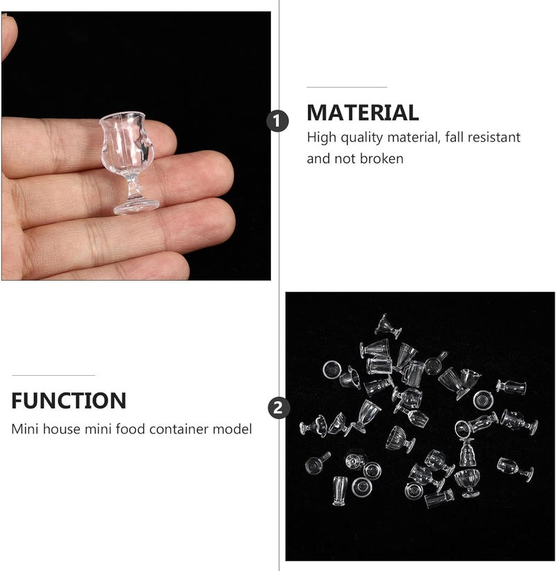 Vaguelly 34pcs Candy Model Miniature Wine Glasses Miniature Drinking Cups Decoration Miniature Cup Mini House Accessories Dollhouse Accessories Cups Model Water Cup Plastic Course - Image 4