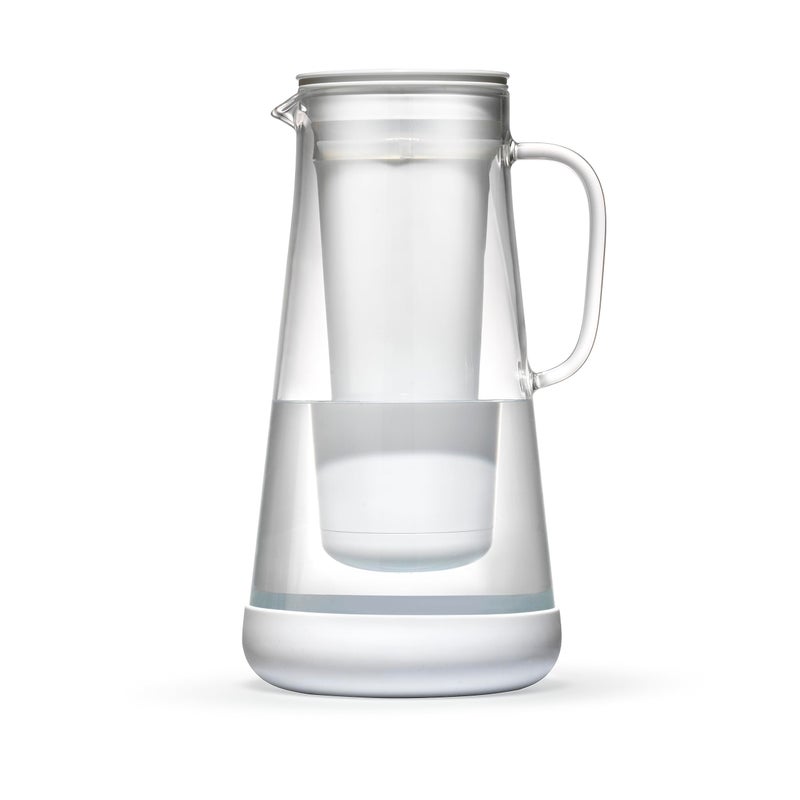 LifeStraw LifeStraw Home - Water Filter Pitcher, 7-Cup, White, Glass with Silicone Base, White, for everyday protection against bacteria, parasites, microplastics, lead, mercury, PFAS and a variety of chemicals  - Image 1