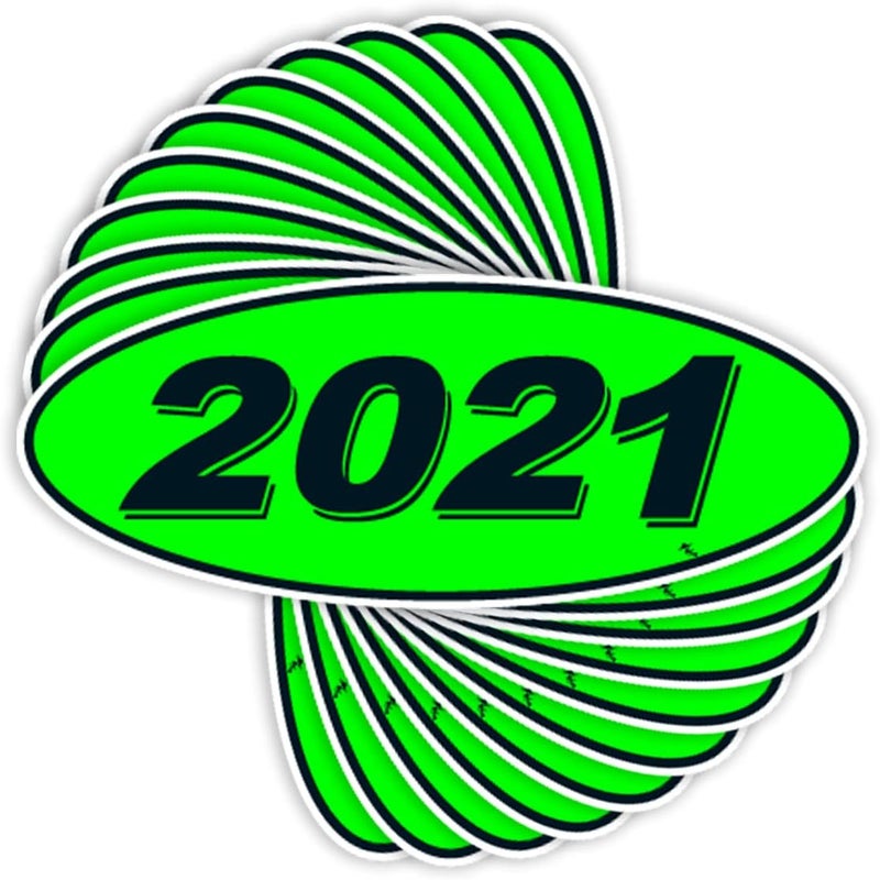 Versa-Tags 2021 Oval Model Year Car Dealer Window Stickers - 12 Pack - Image 1