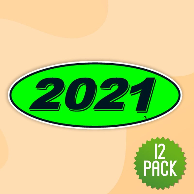 Versa-Tags 2021 Oval Model Year Car Dealer Window Stickers - 12 Pack - Image 2