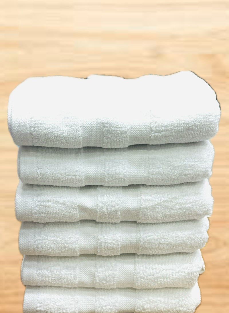 Hayat Premium Hotel Quality 100% Cotton Hand Towels Multipurpose Use Towels with High Absorbency- Size 50*90 cm- 6 pieces (white) - Image 3