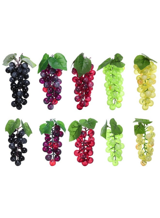 PATIKIL PATIKIL 2 Sizes Artificial Grape, 10Pcs Plastic Simulation Bunches Fake Grapes Lifelike Artificial Fruit for Wedding Photography Prop Wine Decor, 5 Colors  - Image 1