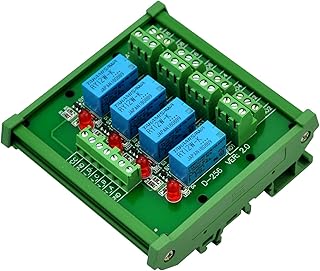 Electronics-Salon Electronics-Salon DIN Rail Mount 4 DPDT Signal Relay Interface Module, DC 12V Version.  - Image 1