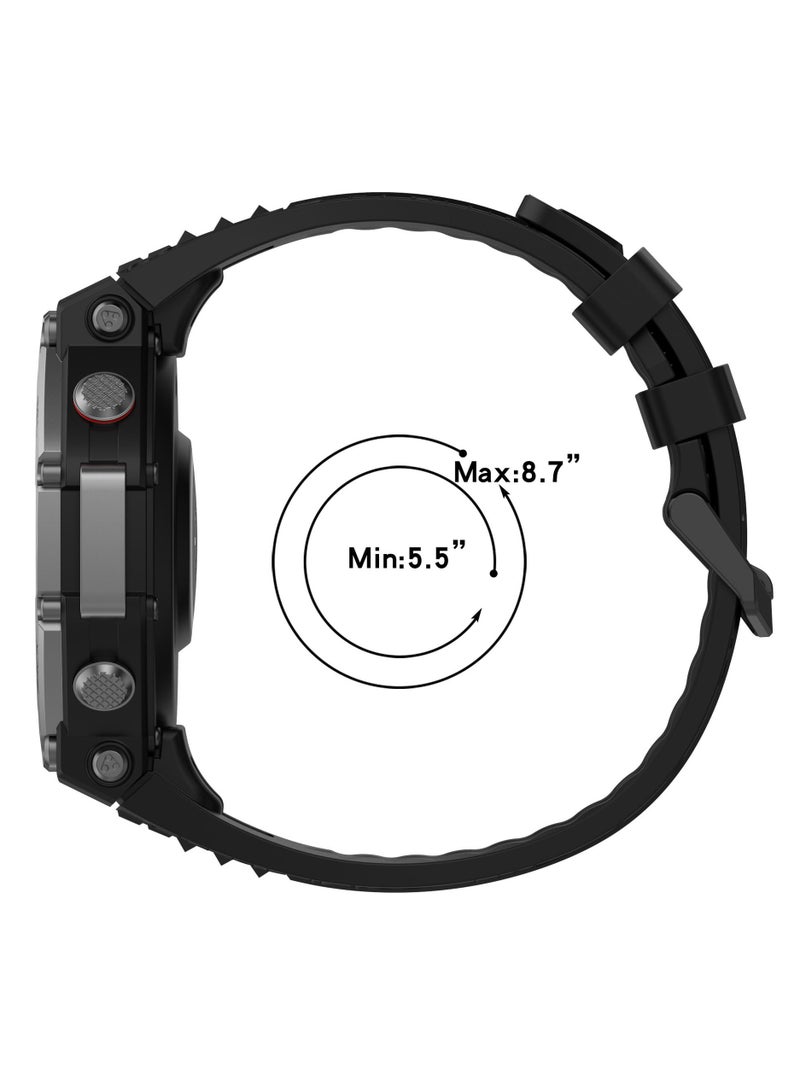 متوافق مع سوار تي - REX3 AMAZFIT قابل للتعديل الرياضة سيليكون استبدال سوار سوار الملحقات ( أسود ) - Image 2