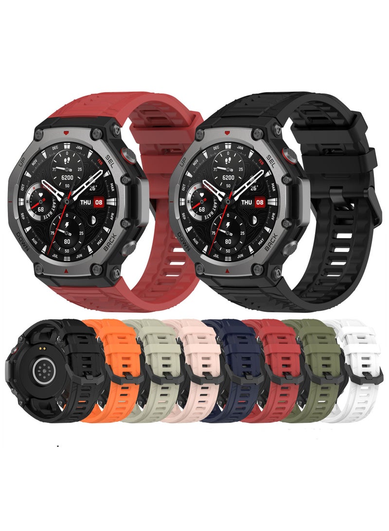 متوافق مع سوار تي - REX3 AMAZFIT قابل للتعديل الرياضة سيليكون استبدال سوار سوار الملحقات ( أسود ) - Image 3