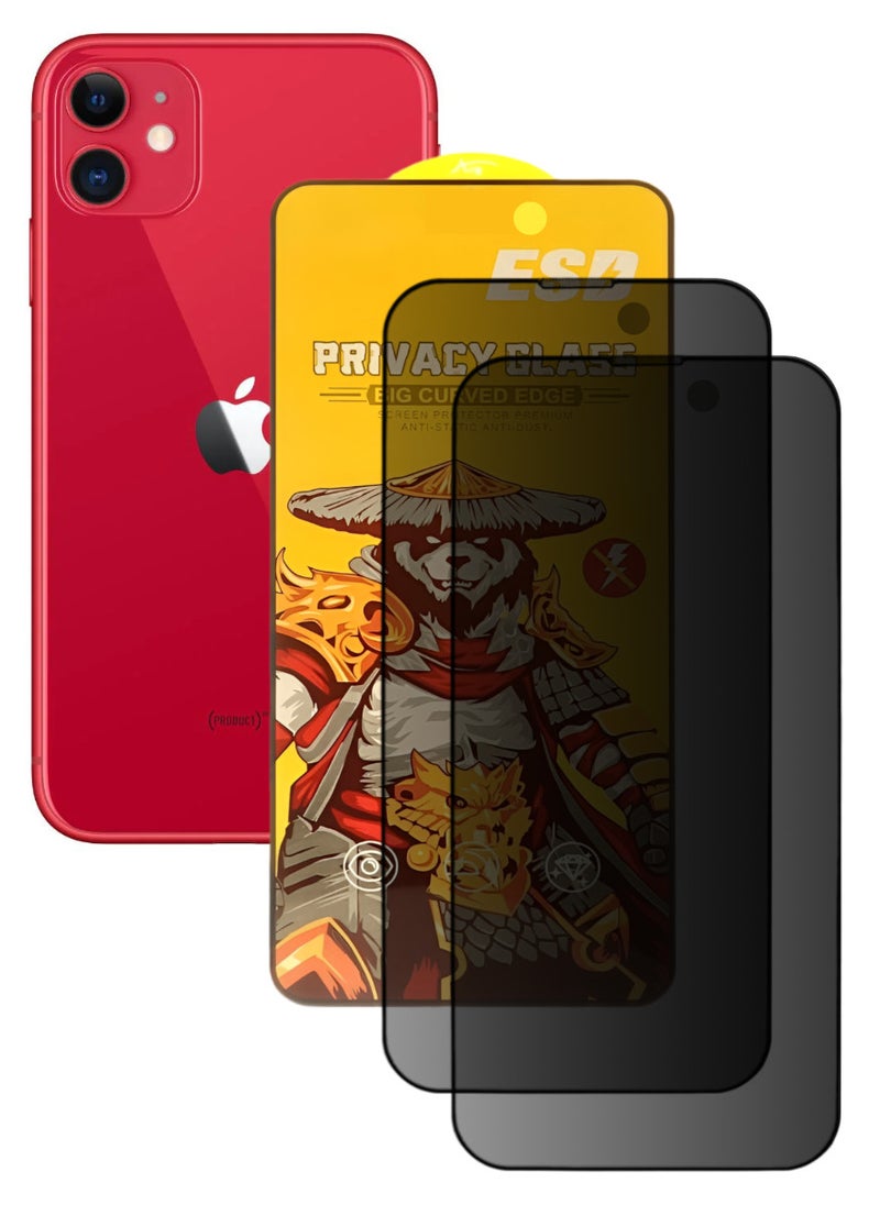 ESD 2 Pieces Tempered Dustproof Privacy Glass Screen Protector Compatible For iPhone 11 - Image 1