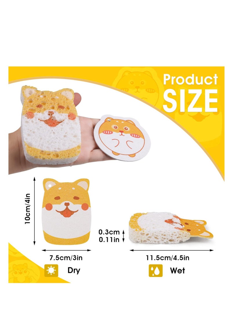 Captaintech 8 Pieces Cute Compressed Kitchen Sponges, Non-Scratch Cellulose Cleaning Sponges, Reusable Washing Dish Sponge, Powerful Cleaning, Degradable Pop up Sponges for Dish Glass Floors Cleaning - Image 4