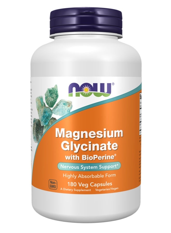 Magnesium Glycinate 180 Capsules with BioPerine High Absorption Nervous System Support Vegan