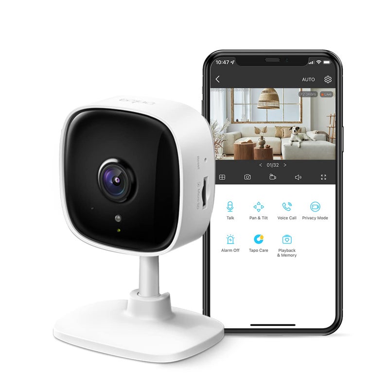 tapo كاميرا أمان داخلية TP-Link Tapo بدقة 2K لمراقبة الأطفال، كاميرا للكلاب مع كشف الحركة، صوت ثنائي الاتجاه، رؤية ليلية، تخزين سحابي وبطاقة SD (حتى 256 جيجابايت)، تعمل مع Alexa و Google Home (Tapo C110) - Image 1