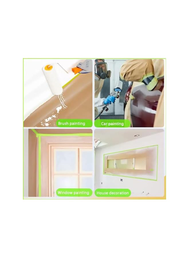 PROMASS promass Pre-Taped Masking Paper for Painting,(15CM*12M) Tape and Drape Painters Paper, Paint Adhesive Protective Paper Roll for Covering Skirting, Frames, Cars and Auto Body (4 Rolls)  - Image 5