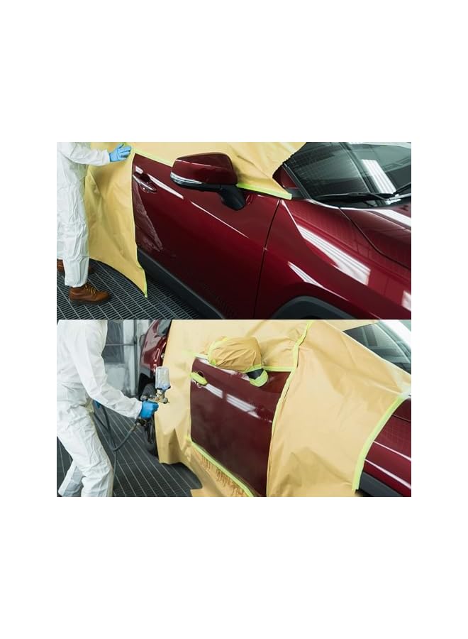 PROMASS promass Pre-Taped Masking Paper for Painting,(15CM*12M) Tape and Drape Painters Paper, Paint Adhesive Protective Paper Roll for Covering Skirting, Frames, Cars and Auto Body (4 Rolls)  - Image 3