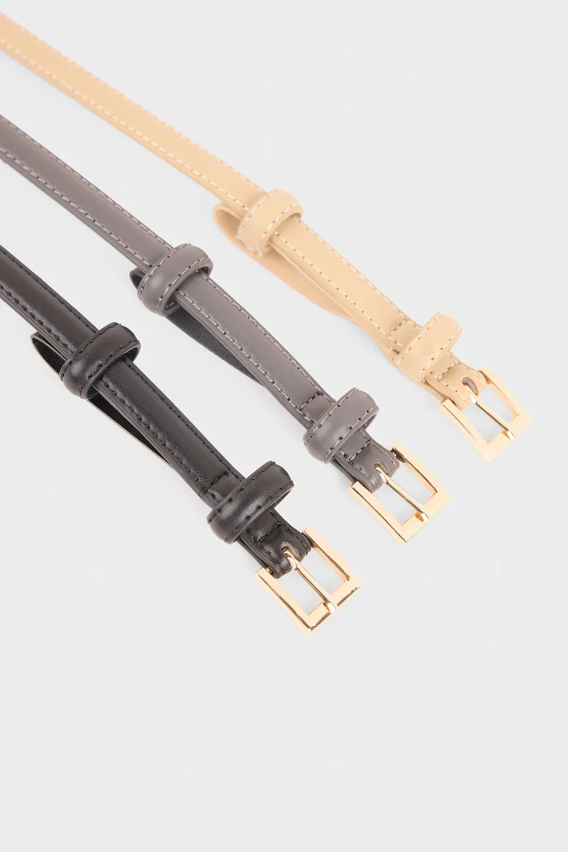Defacto  Woman Rectangle Clasp Faux Leather Triple Classic Belt for Women | Best Price UAE
