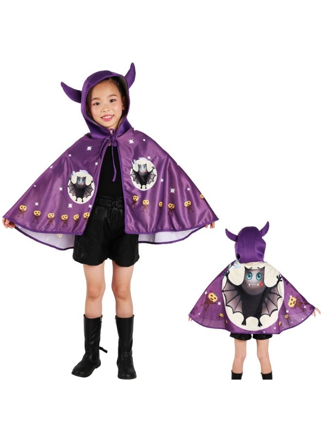 NIBEMINENT Halloween costumes, children's horned cape, devil shawl cape, cute dance performance costumes