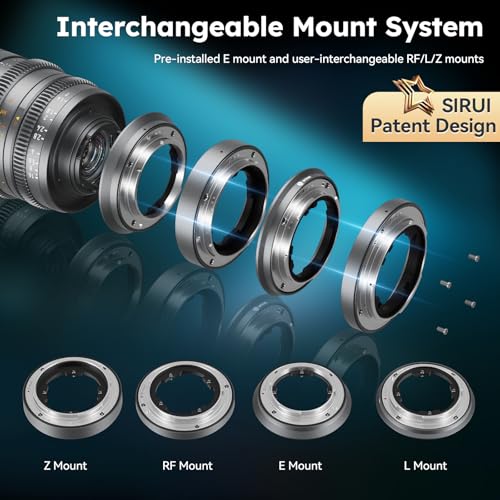 SIRUI VP-1 Vision Prime 1 T1.4 Full Frame Cine Lens, 24mm Manual Focus Cinema Lens with Pre-Installed E Mount, Interchangeable RF/Z/L Mounts (Metal Gray) - Image 3