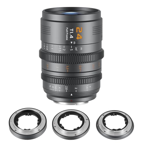 SIRUI VP-1 Vision Prime 1 T1.4 Full Frame Cine Lens, 24mm Manual Focus Cinema Lens with Pre-Installed E Mount, Interchangeable RF/Z/L Mounts (Metal Gray) - Image 1