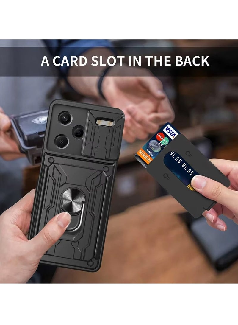 Techie حافظة سلايد أرمور لهاتف شاومي ريدمي نوت 13 برو بلس 5G مع حلقة 360°، قاعدة مغناطيسية، حامل بطاقات، درع كاميرا وحماية من السقوط بمعيار عسكري - Image 5