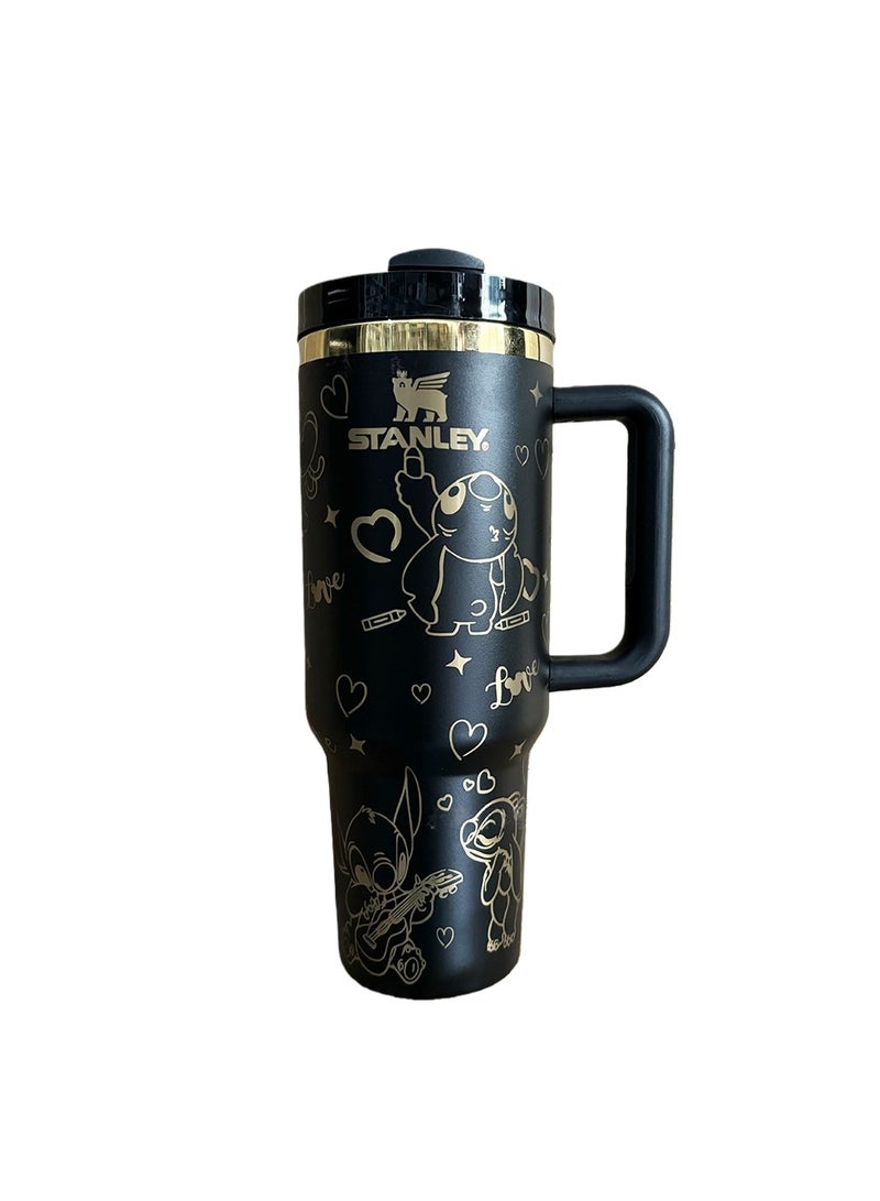 ستانلي كوب سيارة معزول من الفولاذ المقاوم للصدأ 304 بسعة كبيرة 40 أونصة مع مقبض