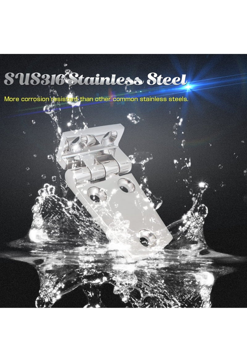 Heavy Duty Boat Hinge, 2pcs Cabinet Deck Cabinet Boat Hinge, Steel Mirror Polished Marine Hinge Hatch Offset Short Side SUS316(1.51 inch x 2.62 inch)  - Image 3