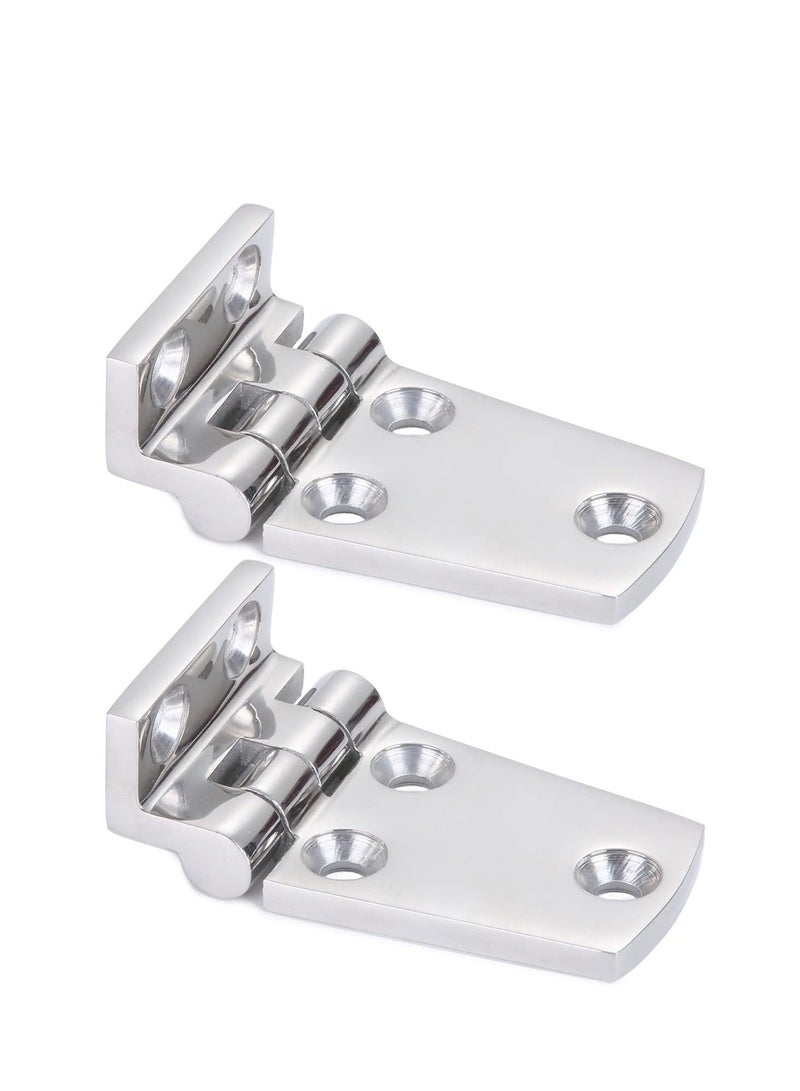 Heavy Duty Boat Hinge, 2pcs Cabinet Deck Cabinet Boat Hinge, Steel Mirror Polished Marine Hinge Hatch Offset Short Side SUS316(1.51 inch x 2.62 inch)  - Image 1