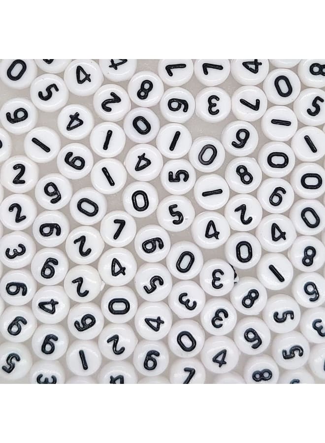 500 Pieces 4x7mm White Round Acrylic Number Beads 0-9 Mixed Plastic Shape Loose Beads for Jewelry Making Bracelets Necklaces Key Chains (Black on White)  - Image 3