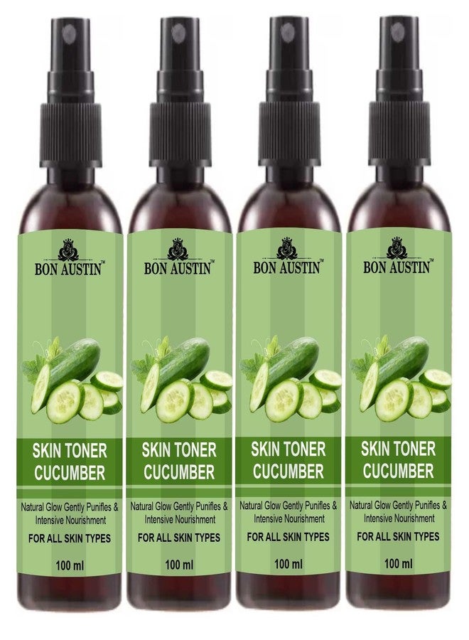 Bon Austin Cucumber Face Toner for Radiant Glow Skin Toner with Vitamin C/Pore Tightening Toner for Men & Women Pack of 4 of 100 ML - Image 1