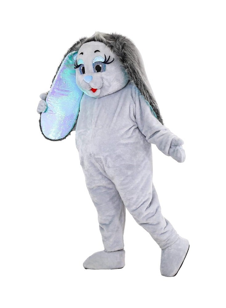 Carnival Mascot Carnival Mascot Marshmallow Bunny Costume, Full Body Adult Size Bear Mascot, 1 Size For All Handmade From Premium Quality Materials, Mascot Uniforms Perfect for Kids & Parties, Grey  - Image 1