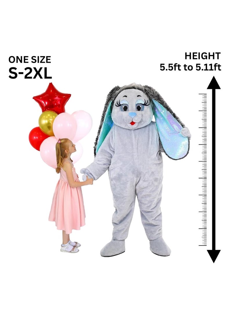 Carnival Mascot Carnival Mascot Marshmallow Bunny Costume, Full Body Adult Size Bear Mascot, 1 Size For All Handmade From Premium Quality Materials, Mascot Uniforms Perfect for Kids & Parties, Grey  - Image 2