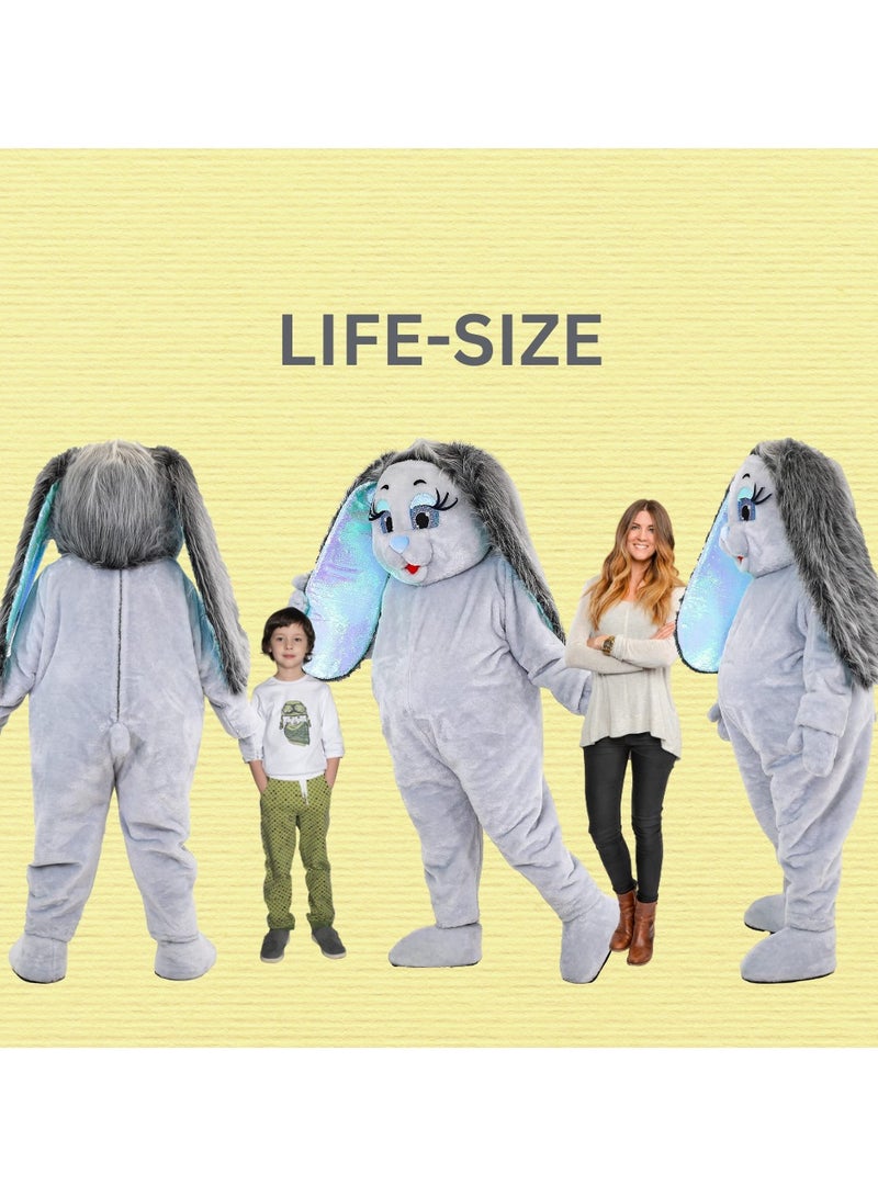 Carnival Mascot Carnival Mascot Marshmallow Bunny Costume, Full Body Adult Size Bear Mascot, 1 Size For All Handmade From Premium Quality Materials, Mascot Uniforms Perfect for Kids & Parties, Grey  - Image 5
