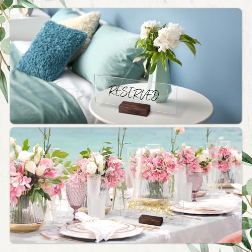 Memorywuu 6 Set Blank Acrylic Custom Name Plate - 2.95x8 Inch (2mm Thick) with Wooden Base, Desk Tags for Office/home/teacher, Ideal for Wedding Place Cards & Holiday Decor(Walnut Color) - Image 5