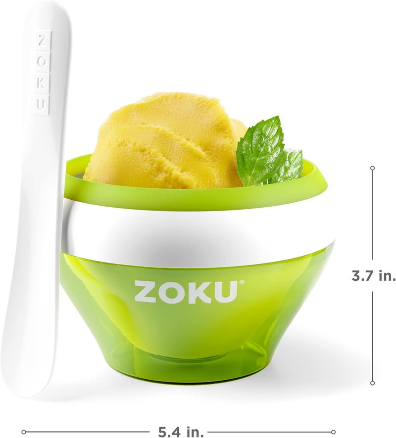 ZOKU Ice Cream Maker, Compact Make and Serve Bowl with Stainless Steel Freezer Core Creates Soft Serve, Frozen Yogurt, Ice Cream and More in Minutes, BPA-free, Green - Image 3
