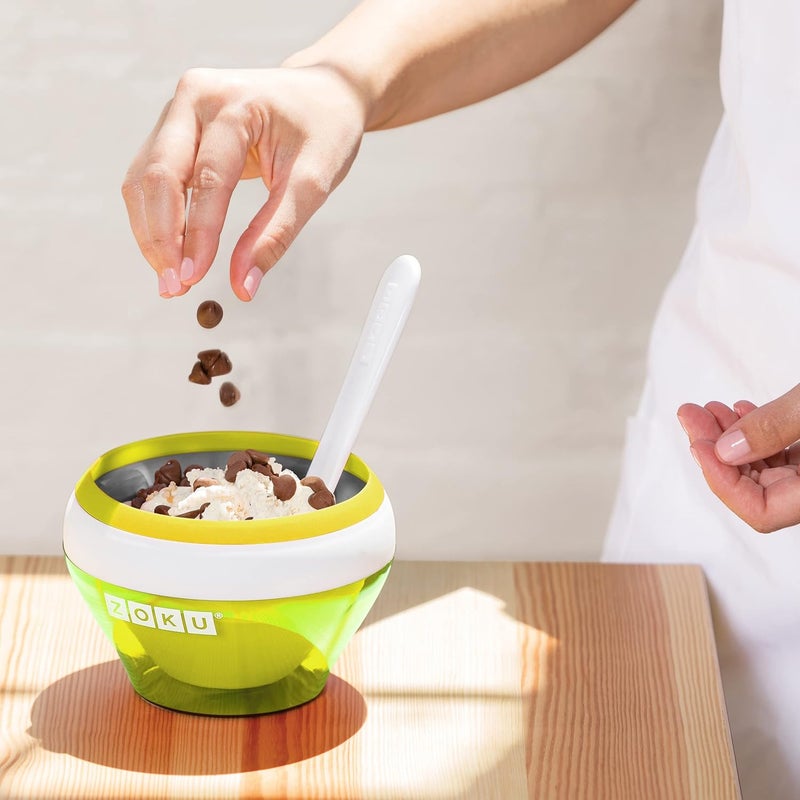 ZOKU Ice Cream Maker, Compact Make and Serve Bowl with Stainless Steel Freezer Core Creates Soft Serve, Frozen Yogurt, Ice Cream and More in Minutes, BPA-free, Green - Image 5
