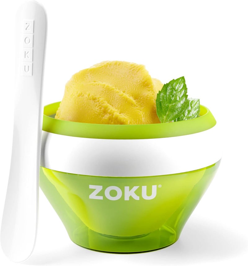 ZOKU Ice Cream Maker, Compact Make and Serve Bowl with Stainless Steel Freezer Core Creates Soft Serve, Frozen Yogurt, Ice Cream and More in Minutes, BPA-free, Green - Image 1