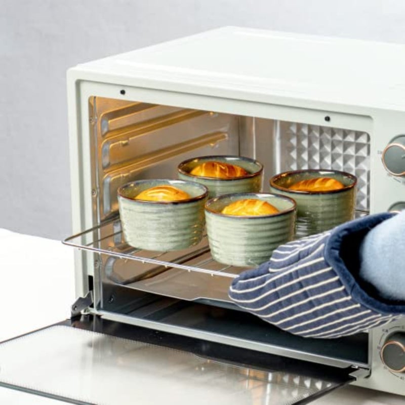 Ceramic Ramekins Soufflé Dishes Set of 8OZ - 240ml, Baking Cups Bowl for Custard, Pudding, Oven Safe Souffle Cups for 6 Peoples - Ramekins Set of 6, Green - Image 4