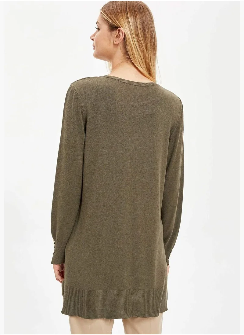 DeFacto Long Sleeve Buttoned Knit Tunic