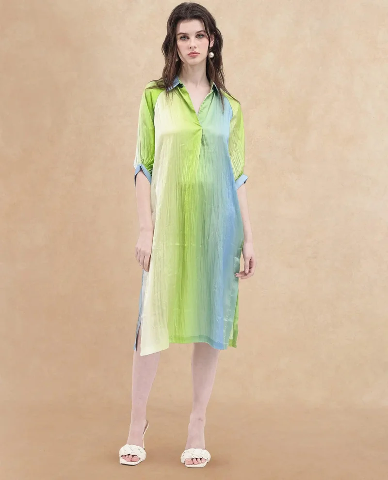 Rareism Women's Abstract Print Midi Length Dress