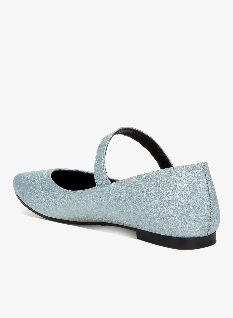 London Rag Glitter Pin Buckle Ballerinas in Baby Blue - Image 4