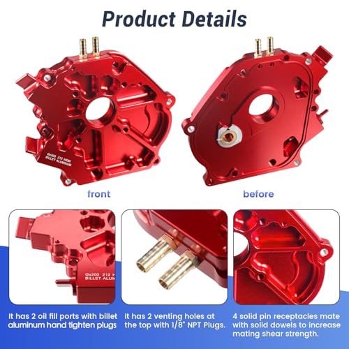 FUWTLP Dual Bearing Billet Crankcase Side cover For GX200/Clone 196 Predator Hemi, Ghost, Tillotson 212 and 224 Engine Red - Image 3