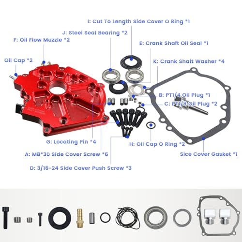 FUWTLP Dual Bearing Billet Crankcase Side cover For GX200/Clone 196 Predator Hemi, Ghost, Tillotson 212 and 224 Engine Red - Image 2