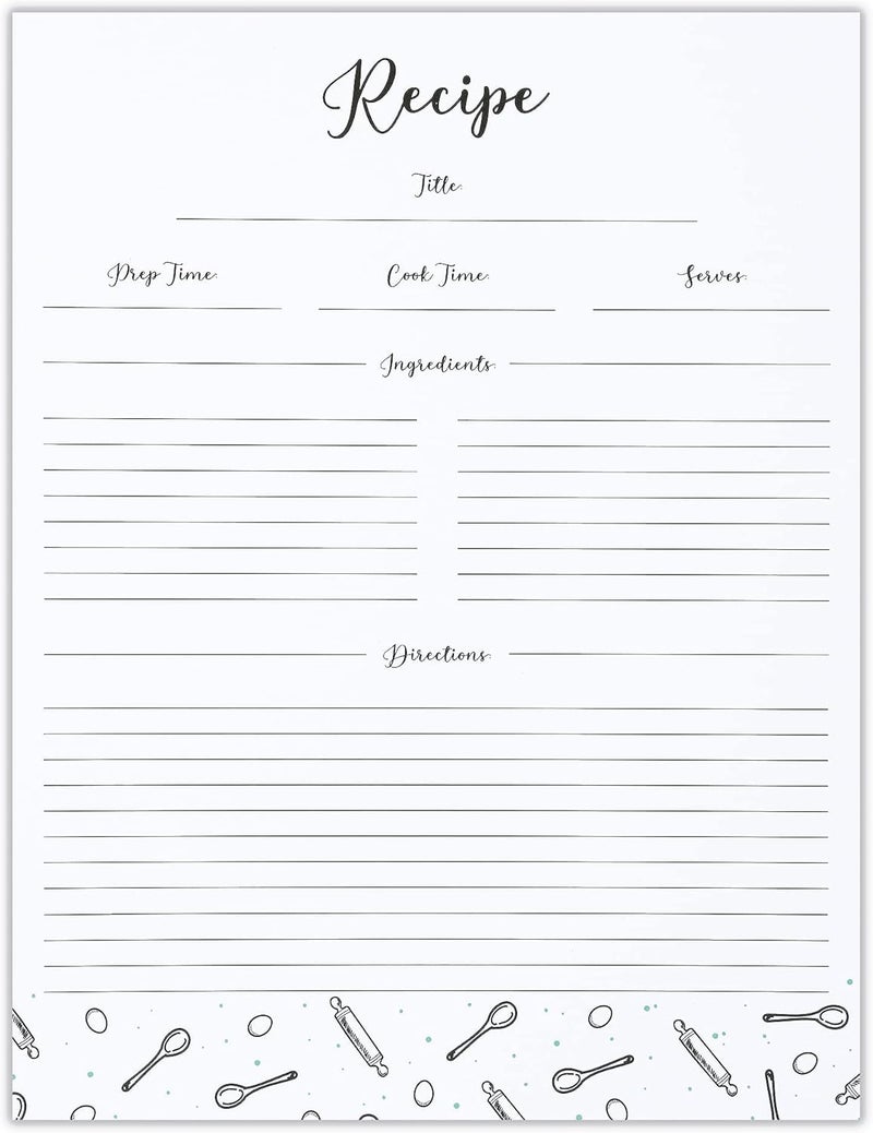 Outshine Premium Recipe Paper for 8.5" x 11" Recipe Binders, Farmhouse Design (50 Sheets) | Full Size Recipe Refill Pages for Binder | Recipe Card Sheets | No-Smear Matte Paper - Image 1