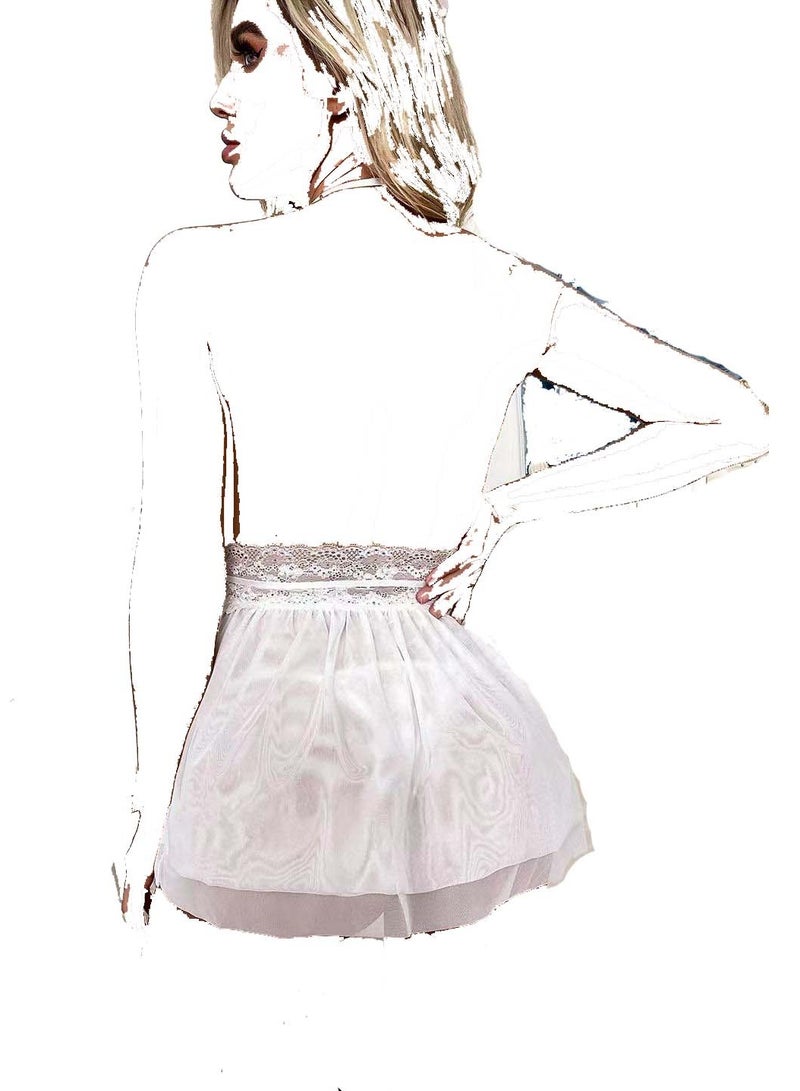 Women Halter Neck  And Backless Elastic Waist Mini Night Dress - Image 5