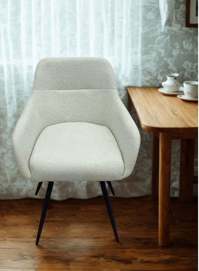 SMART HOME Dining Chair Set Consisting Of Two Chairs, A Comfortable And Modern Padded Chair For The Living Room, A Luxurious Dining Chair With A Modern And Comfortable Design - High-Quality Fabric Upholstery In Beige Color - Durable Metal Legs In Black - Ideal For Dining Rooms, Restaurants, And Cafes  - Image 5