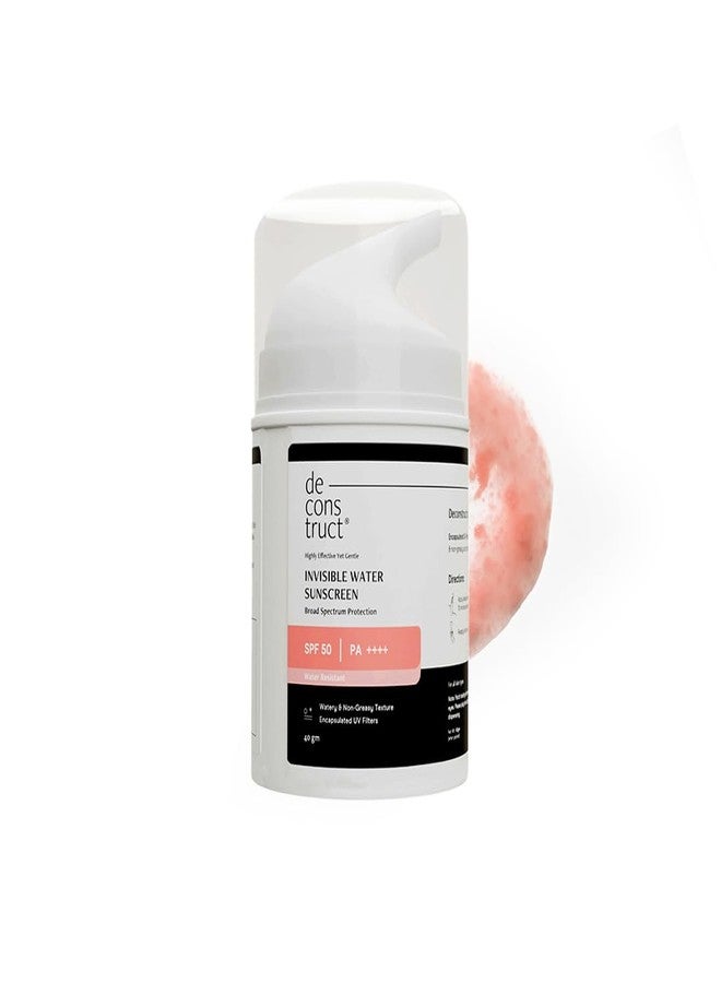 ديكونستركت واقي الشمس دي كونستركت إنفيزيبل ووتر بعامل حماية 50 PA+++ | انتعاش فوري وبرودة منعشة | واقي شمس يدوم 8 ساعات | حماية واسعة النطاق من الأشعة فوق البنفسجية UVA وUVB | لا يترك طبقة بيضاء | مناسب لجميع أنواع البشرة | 40 غرام - Image 1