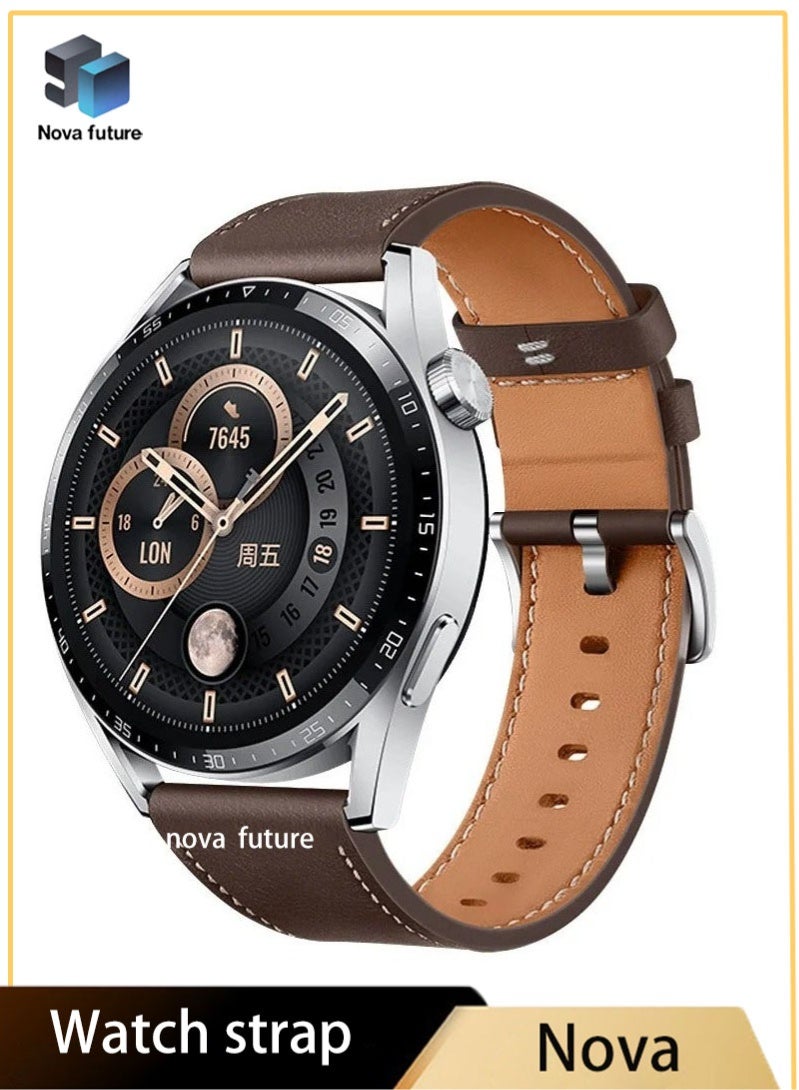 مستقبل نوفا أحزمة متوافقة مع ساعة هواوي 46 ملم GT5 / GT4 / GT3 / GT3 Pro / GT2 / GT2e / GT / GT Runner ، ساعة هواوي 4/4 Pro / 3/3 Pro ، ساعة هونر 4 Pro / GS3 / Magic Watch 2 ، سوار جلد للرجال ، النساء ،بني غامق - Image 1
