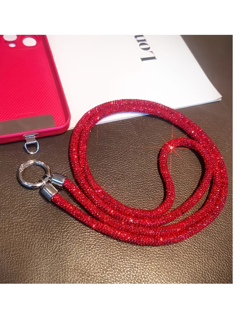 Luxuria Crossbody phone strap, crystal phone strap with sparkling rhinestones, glitter phone band for most phones, iPads, handbags, wallets, and neck phone holder for women (red color) - Image 1